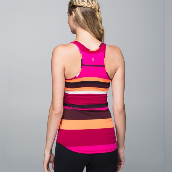 ♥︎ LULULEMON ♥︎ Luon Refresh Racer Tank Stripes with Curved Hem Size 4 - Picture 4 of 12